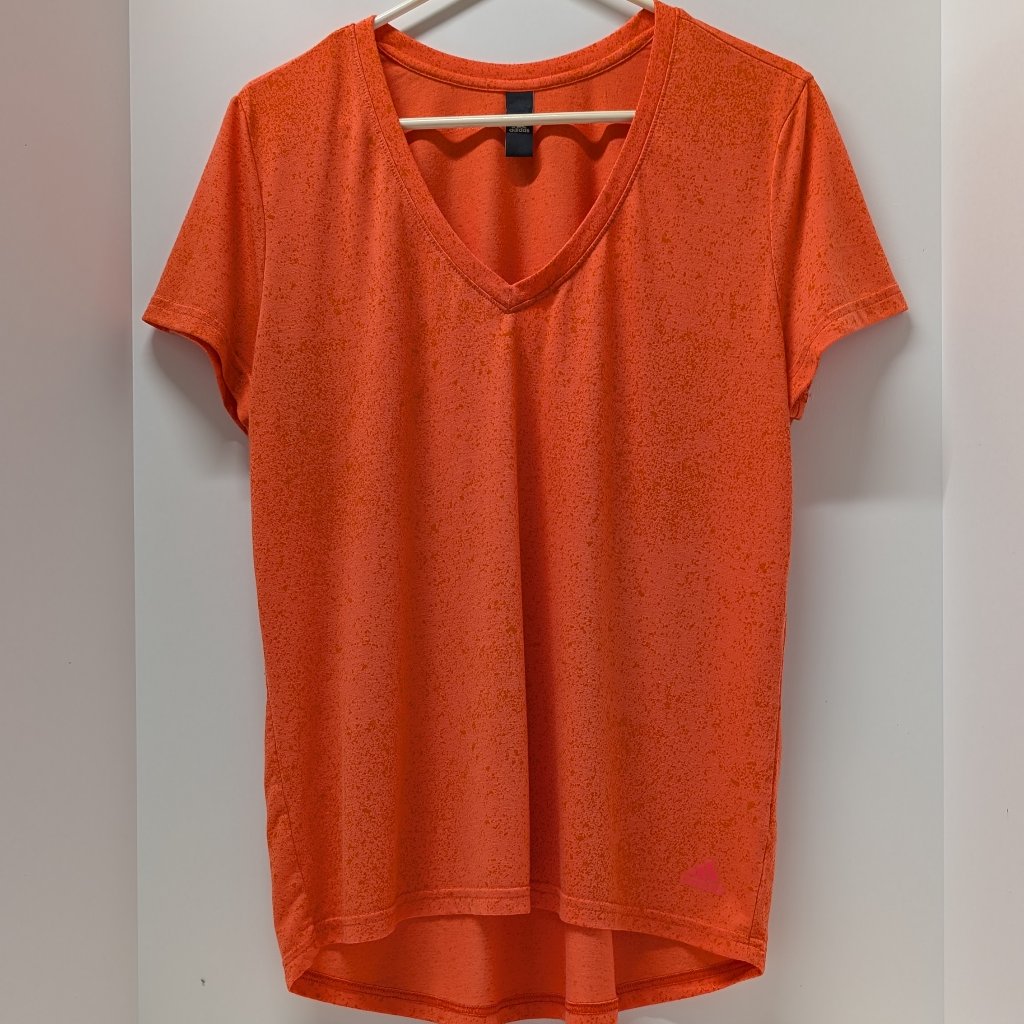 Adidas Flecks Deep V Neck Tee In Orange